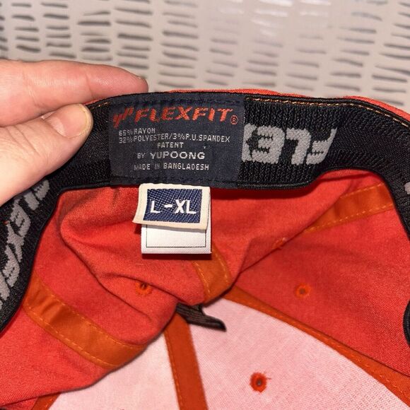 Hurley Men's‎ Orange Red Flex Fit Hat Cap L/XL Yupoong Off Center Icon HTF - Picture 6 of 7
